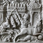 Ancient stonework of a chariot accident